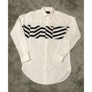 Junk de Luxe Long Sleeve White Dress With Black Stripes Shirt Men’s Size S